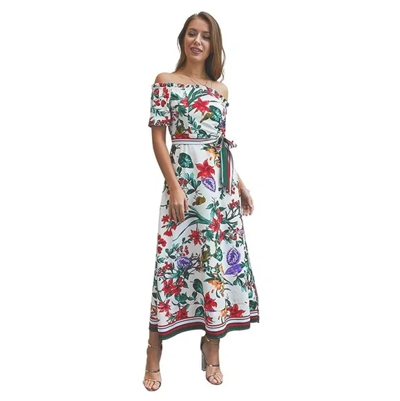 ⬇️$28 NWT Summer off shoulder long floral dress - Picture 6 of 8